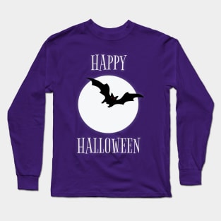 Happy Halloween Trick Or Treat Bat & Full Moon Long Sleeve T-Shirt